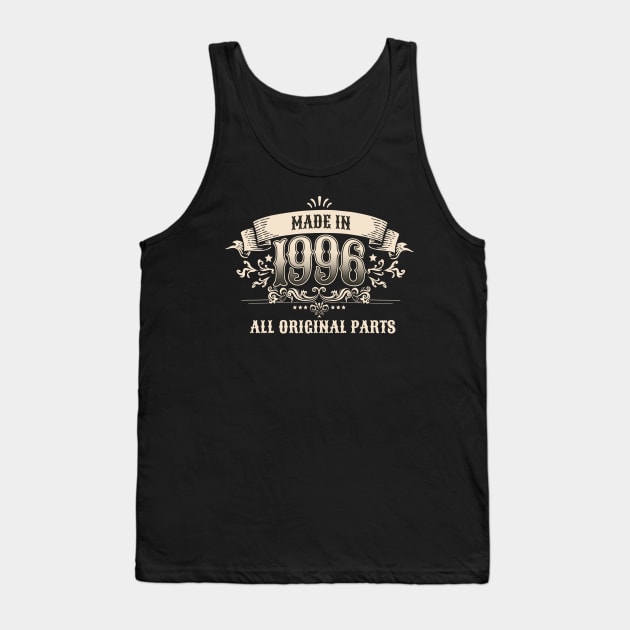 Retro Vintage Birthday Made in 1996 All Original Parts Tank Top by star trek fanart and more